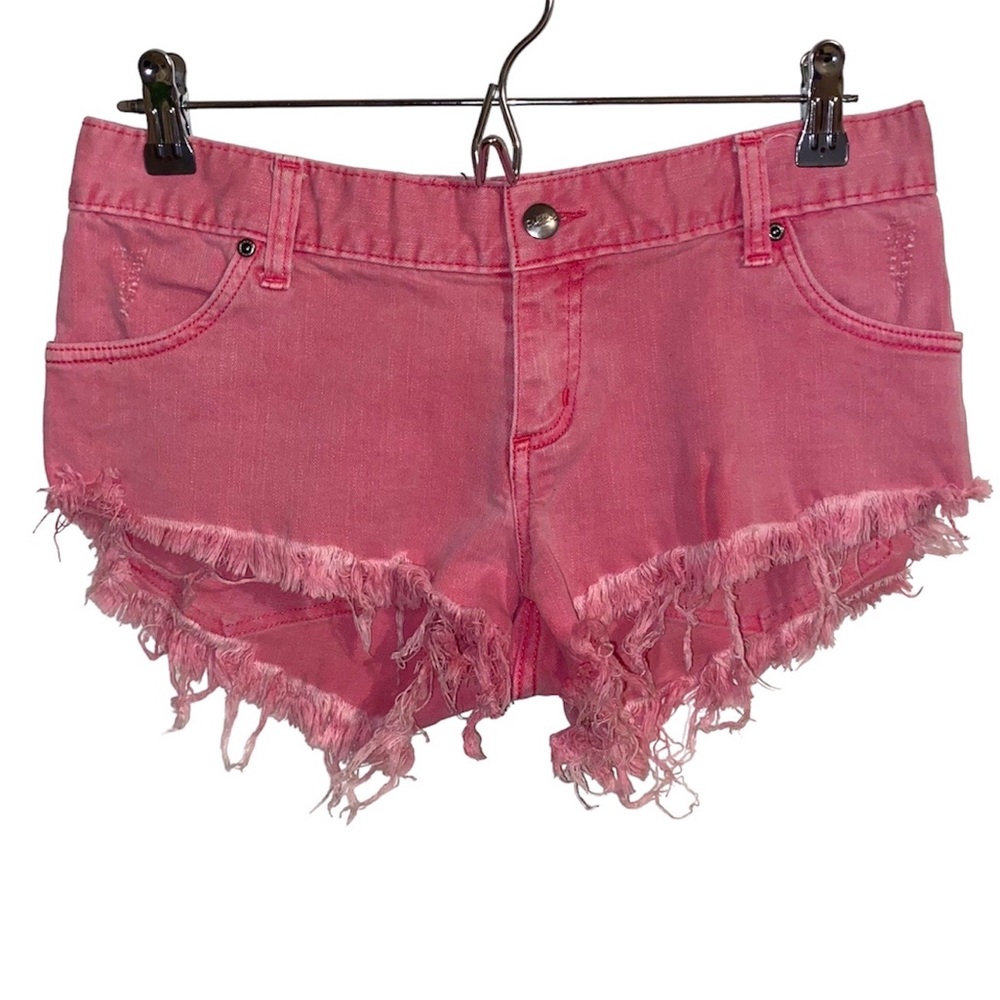 Womens Rusty Micro Distressed Cutoff Pink Shorts